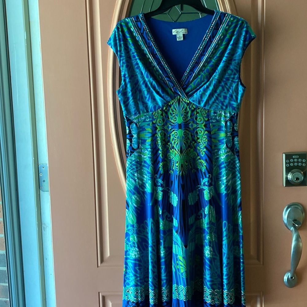 Aqua, Green & Periwinkle Dress, size 6